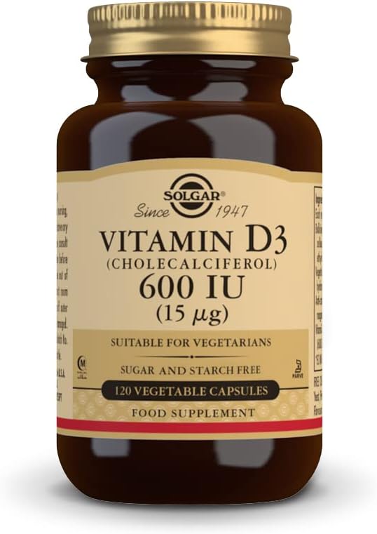 Solgar Vitamin D3 (Cholekalciferol) 15 μg (600 i.e.), 120 zelenjavnih kapsul - pomaga ohranjati zdrave kosti in zobe - Imunska podpora - Non-GMO, Gluten Free, Dairy Free, Kosher, Halal - 120 Serving