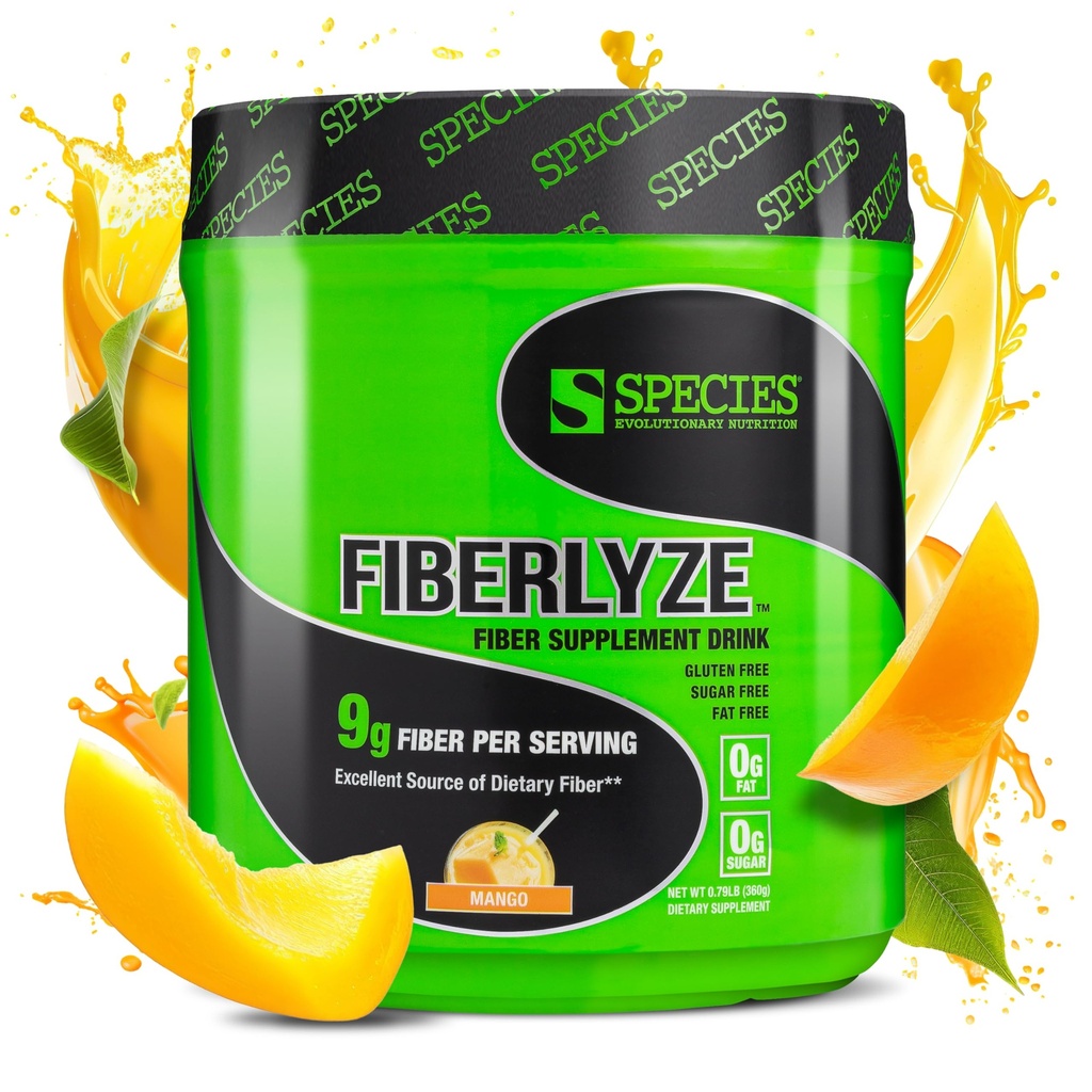 Species Nutrition Fiberlyze Fiber Supplement, Psyllium Based Topen in netopen Fiber Powder za zdravo kolonijo, Prebavne funkcije (Mango, 30 Serving)