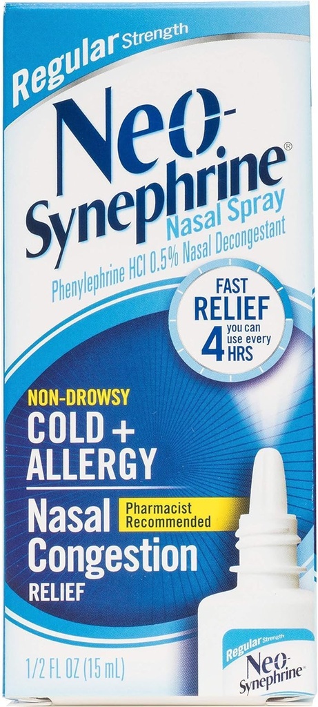 Neo-synephrin Nasal Dekongestiv Spray Redna jakost 0, 50 oz (PACK 3)