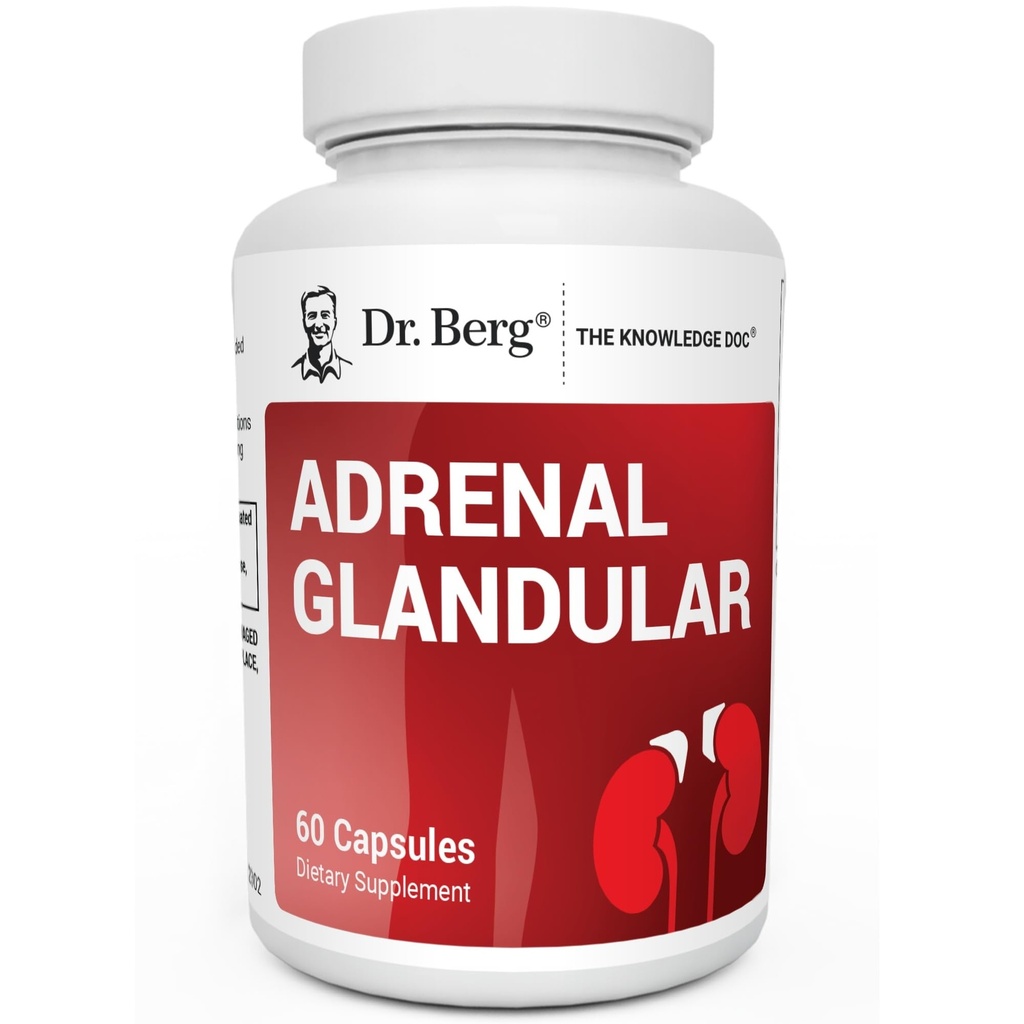 Dr. Berg Adrenal Glandularna - Hormonsko ravnovesje Formula, ki podpira zdravo adrenalno funkcijo - Adrenalna podpora dodatek - 60 kapsul
