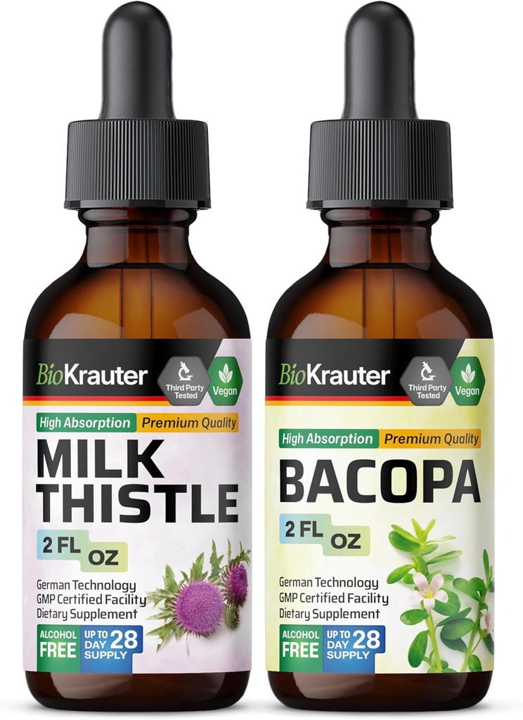 BIO KRAUTER mleko Thistle Tinkture 2 Fl. Oz. & Bacopa Tinkture 2 Fl. Oz.