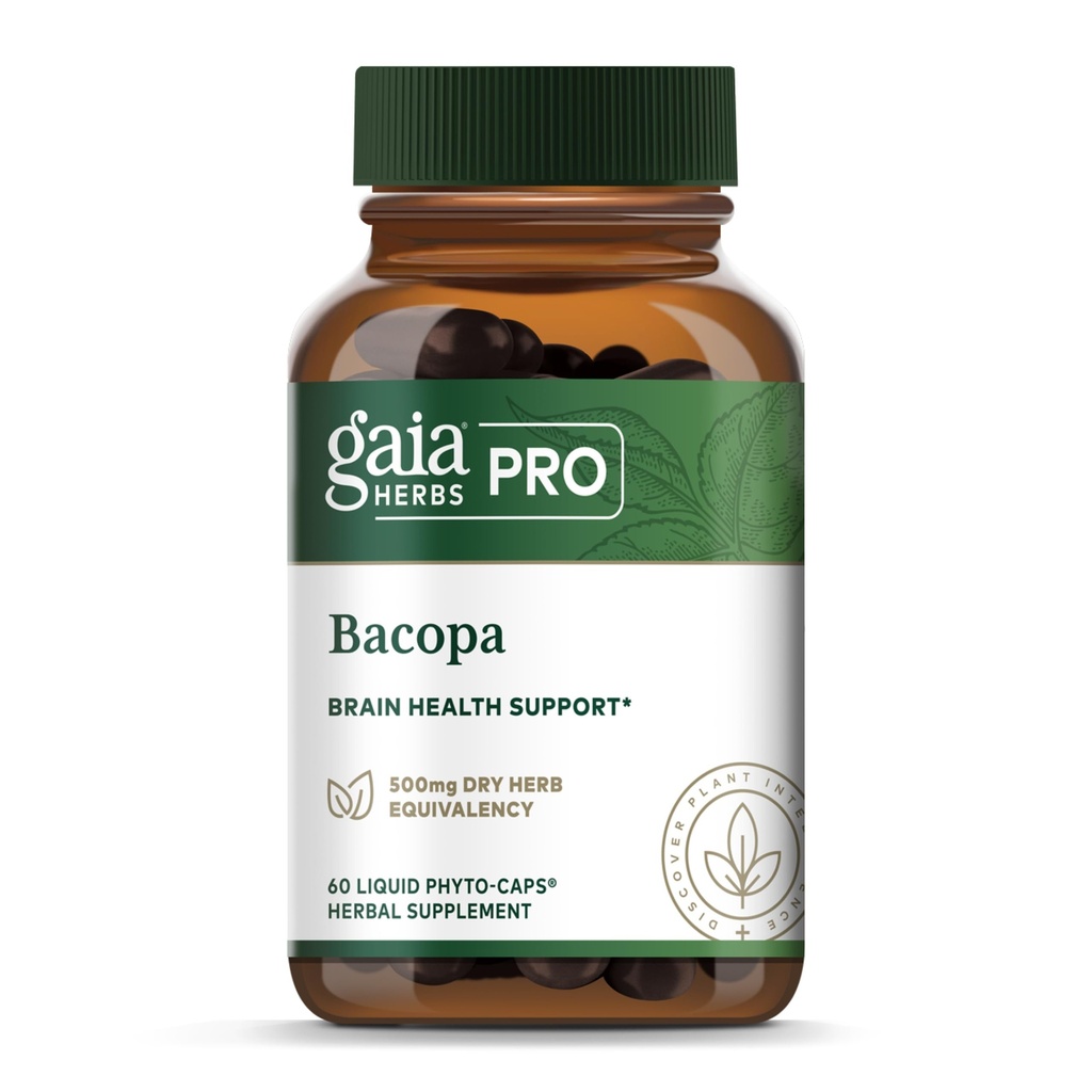 GAIA HERBS PRO Bacopa - Brain Health & Nootropic Support - 60 Phyto-Caps (30 strežb)