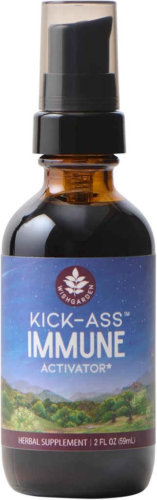 WishGarden Herbs Kick-Ass Immune Activator - Herbal Immunity Support dodatek za odrasle, Rastlinsko-based Immune Booster & Immune Defense w/Echinacea & Goldenseal, Rapid Immunity Boost Formula, 2oz