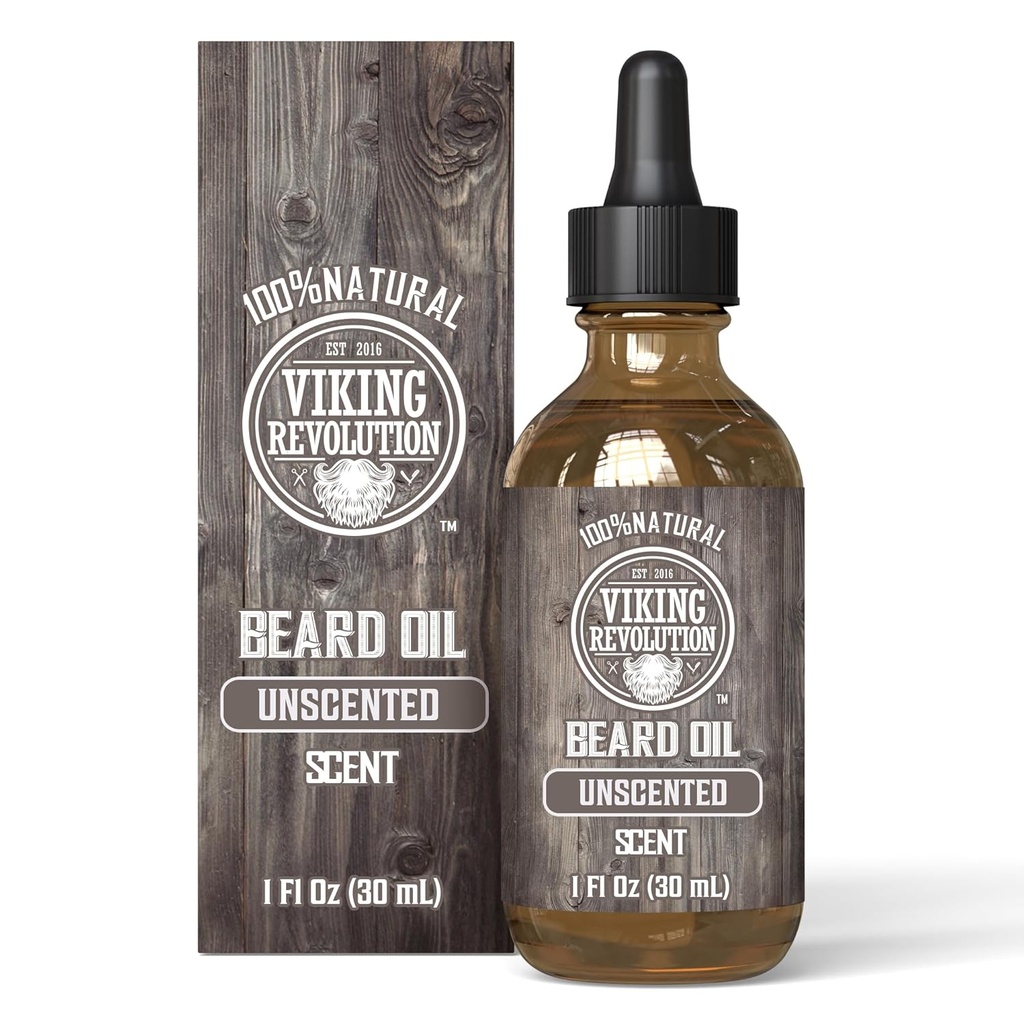 Viking Revolution Neoporečno Bradato olje za moške - Naravni moški Beard olje z arganovim oljem in Jojoba olje - Beard Softener, Krepi in vlaži - Brada balzam za moške (Neoporečna, 1 Pack)