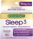 Narava Bounty Melatonin, Sleep3 Največja moč 100% brez drog Pomoč za spanje, L-Theanine & Nighttime Zeliščna mešanica tehnologija za sprostitev časa, 10mg, 30 Tri-Layered tablete