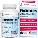 Dr. Berg Probiotic Supplement (60 milijard CFUs) - pomaga Ease občasno zaprtje, driska, plin in napenjanje* - Pre in probiotiki za digestivno zdravje - 30 probiotičnih kapsul