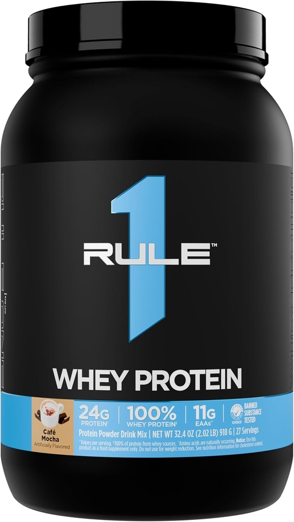 Pravilo 1 Whey Protein – 24g hitro delujoče beljakovine iz vseh Whey virov z naravno pojavljanje EAAs & BCAA za regeneracijo vadbe ali kadarkoli uporabe (2 funta*, Café Mocha)