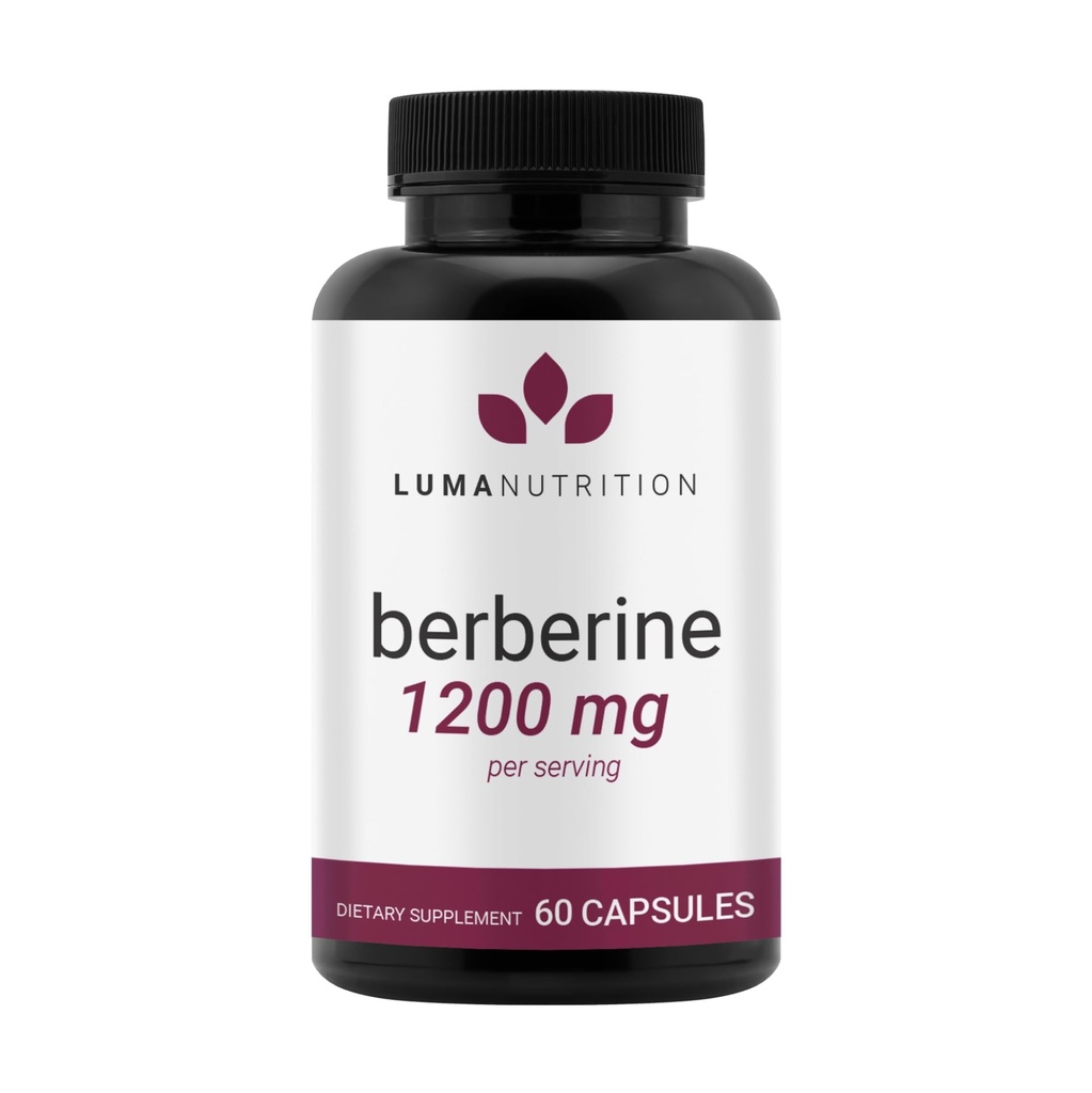 Luma Nutrition Berberine Supplement - Berberine HCL 1200mg na postrežbo - Vegan, brez glutena, brez GMO - 60 kapsul