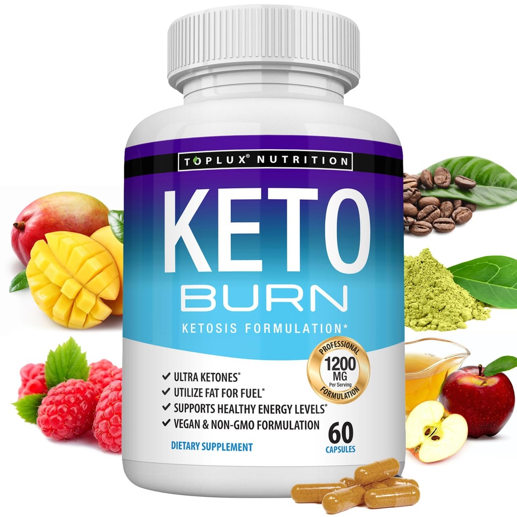 Toplux Keto Burn Pills Ketosis Hujšanje - 1200 Mg Ultra Advanced Natural Ketogene Fat Burner Uporaba Ketone Dieta za moške 60 Kapsule Dopolnilo