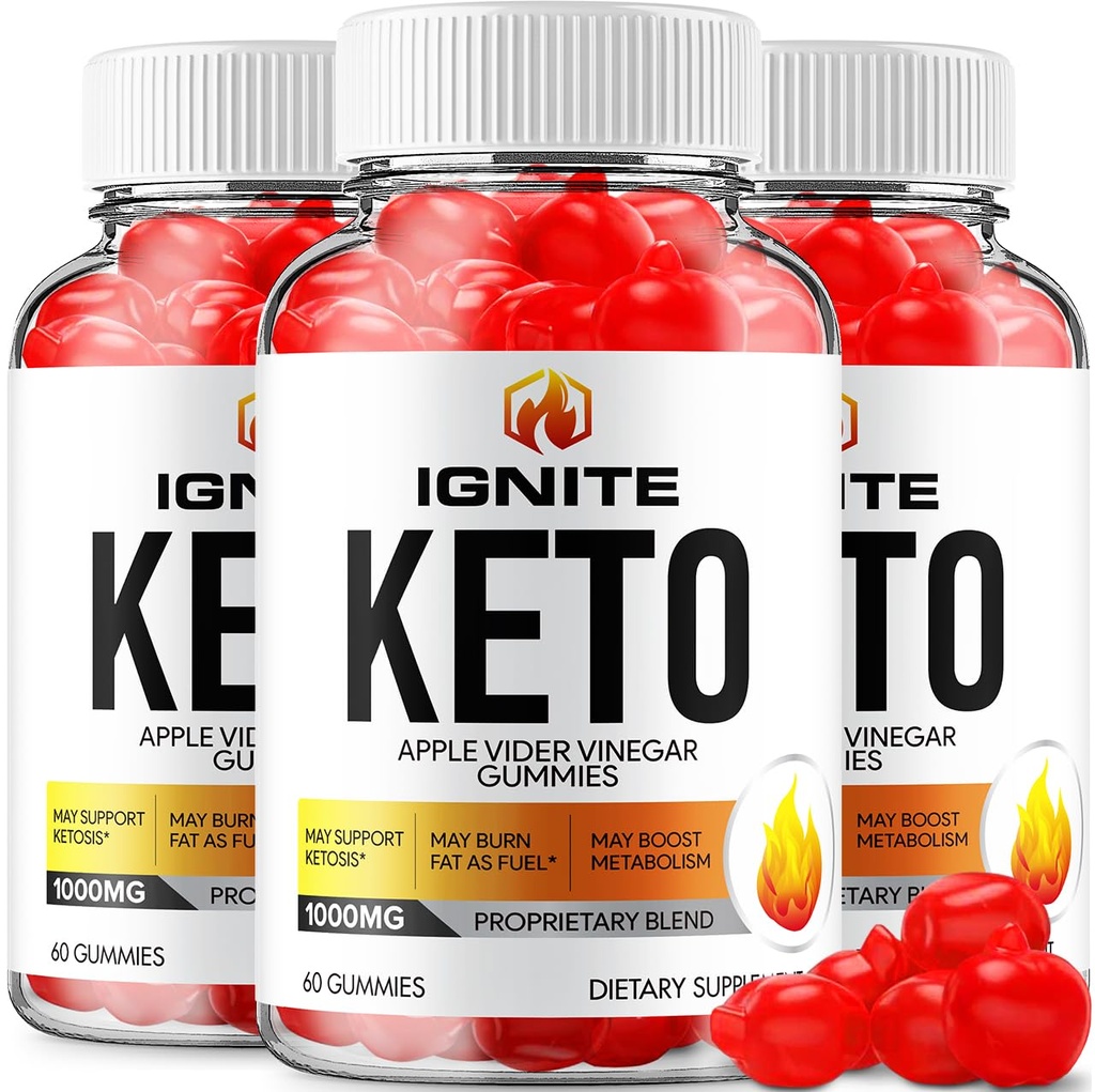 (3 paketi) Vžig Keto ACV Gummies - Napredna Formula Ignite Keto Plus ACV Gummies Apple Cider Vinegar Ignite ACV Dietni dodatek (180 Gummies)