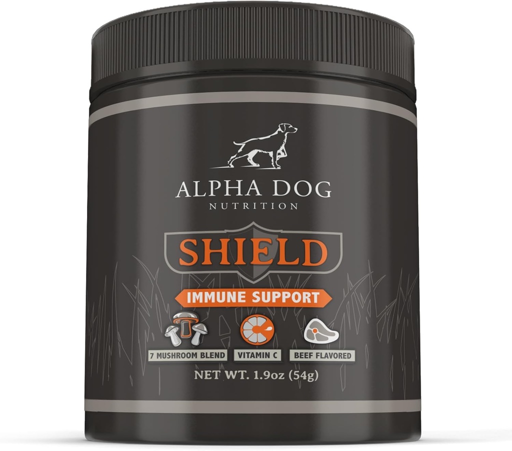 Alergija ščit Imunska podpora za pse, ki jih Alpha Dog Nutrition - 7 Prehranske gobe Powder Complex + Vitamin C za povečanje imunitete - Do 60 Serving za majhne plemenske pse, 54g