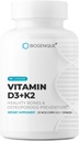 Vitamin D3+K2, naravni Vitamin d3 25 μg 1000 I.U. in vitamin k2 kot MK-7 120 μg - spodbuja zdravje srca, kosti in zob - 90 Narava narejene kapsule - Ne-GMO