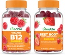 Življenjski vitamin B12 + koren pese, Gummies Bundle - odličen okus, Vitamin dodatek, Gluten brezplačno, GSO brezplačno, Žvečljiv