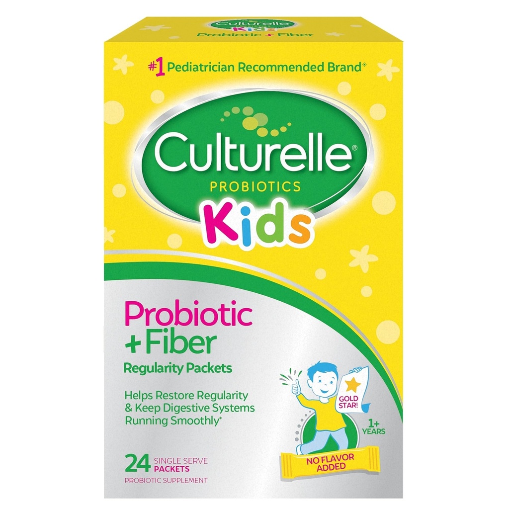 Culturelle Kids Probiotic + Fiber Packets (Age 3+) - 24 Count - Prebavno zdravje in Imunska podpora - Pomaga obnoviti rednost (Packaging lahko razlikujejo)