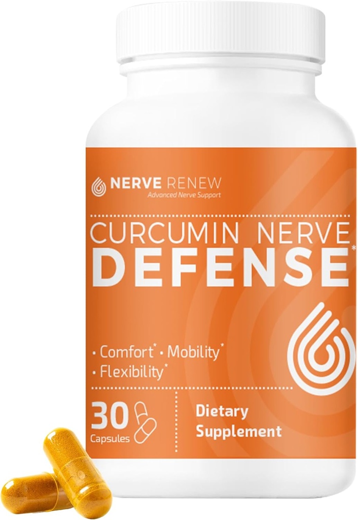 NERVE RENEW Curcumin Obramba živcev z Meriva Curcumin Phytosome za popolno nego živcev in udobje - Optimiziran kurkumin z izvlečekom črnega popra - 30 kapsul
