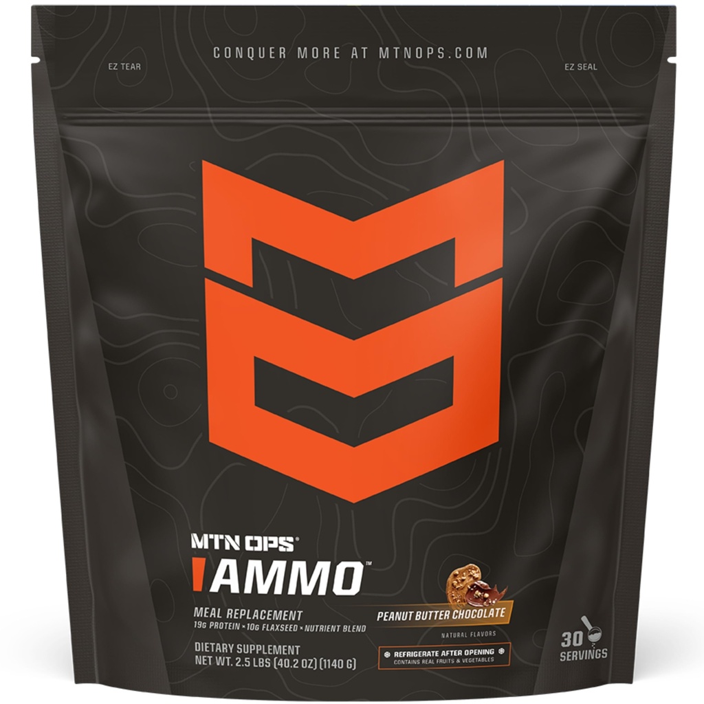 MTN OPS Ammo Protein Powder Nadomestni Shake za Lean Muscle Building, 28 Serving, Peanut Butter Chocolate