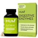HUM Flatter Me Prebavne encimi za ženske in moške, Prebavne zdravstvene napihnjenost dodatek z Ginger & Peppermint Leaf, hitro deluje proti Bloat tablete Multi Enzyme za razgrajevanje, Vegan, 60 kapsul