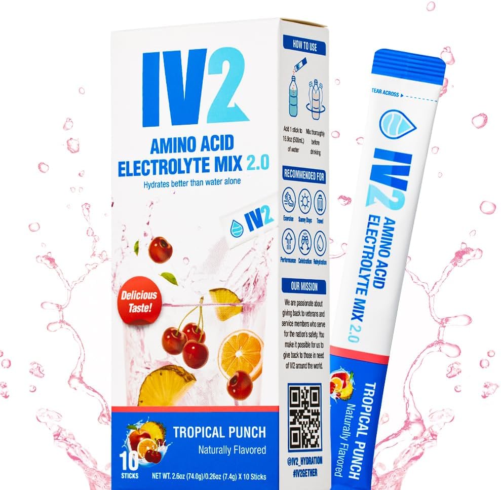 IV2-Zero Sladkor Aminokislinska hidracija Prašek I Elektrolitni napitek Mešanica I Esencialni vitamini I Vegan, Ne-GMO, Glunten-free I Naslednja raven Hidracija (10 štev)
