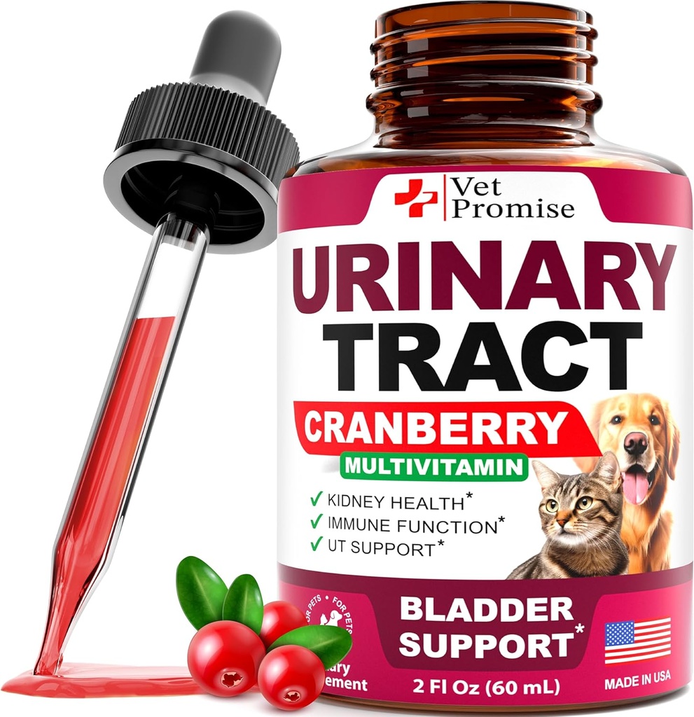 Cat & Dog UTI zdravljenje - Urinary Tract Infection Zdravljenje z Cranberry - Dog & Cat UTI Medicine - Advanced Ledvice & Bladder Podpora Multivitaminski - Ledvično zdravje dodatek Vitamini - Made in ZDA
