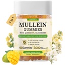 Mullein Gummies s 3600mg Mullein Leaf Extract, 7 v 1 za čiščenje pljuč, respiratorno pljučno zdravje, imunski booster, Elderberry, Quercetin, Bromelain, vitamin C&D3, Brez sladkorja, za odrasle, Vegan, 90 Število