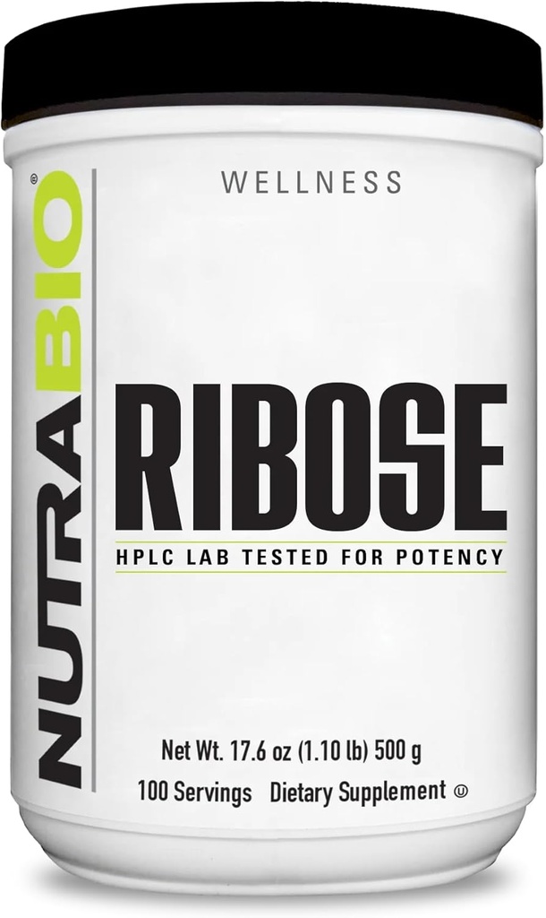 NutraBio Ribose dodatek za zdravo srce in energijo boost- D-riboze v prahu dodatek- 500g