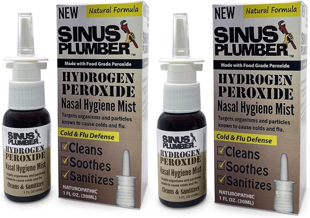 Sinus plumber vodik peroksid nos Spray 2 Pack - Nevtralizira zračne delce za nosna higiena in imunski hladno obrambo