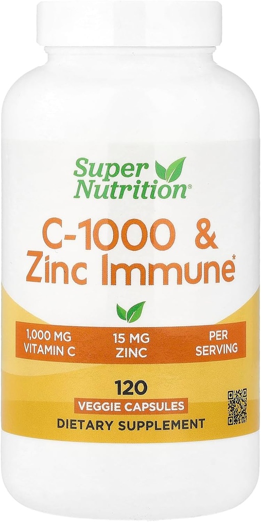 SuperHranilna, C-1000 & Cinkov imunski, Sezonska podporna formula*, Zaščita antioksidanta*, 120 Dnevna dobava (Packaging May Vary)