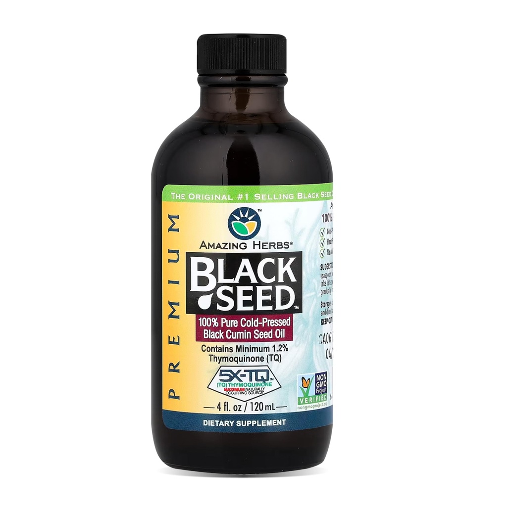 Neverjetni zelišča Premium črno seme olje - hladno stisnjena Nigella Sativa Aids v prebavni zdravje, Imunska podpora, Možganske funkcije, Skupna mobilnost, Gluten brez, Ne GSO - 4 Fl Oz