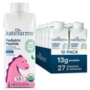 KATE FARMS Organic Pediatric Peptide 1.5 Formula, Vanilla, Sole-Source Hidralizirana rastlinska osnova Prehrana za peroralno ali tube feeding, 8.45 oz (12 pakiranje)