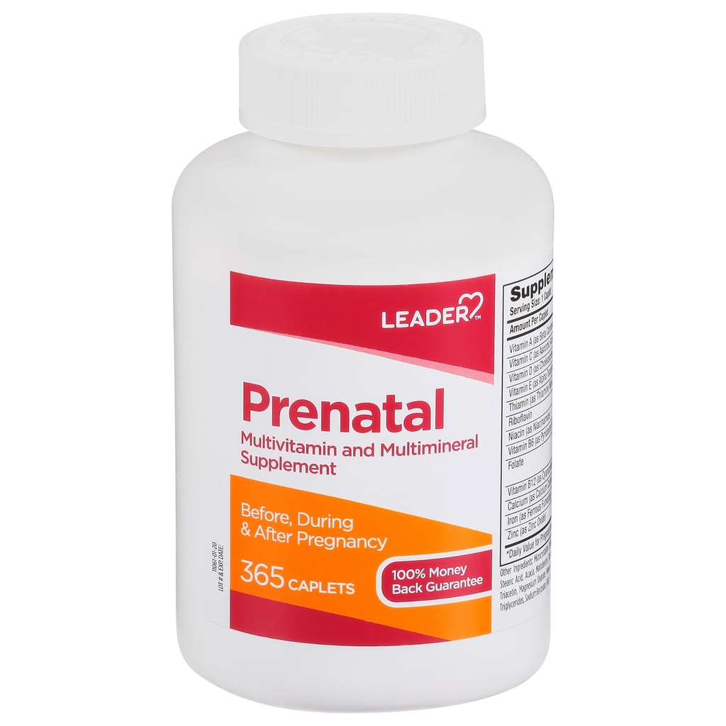LEADER Prednatalni multivitamin z 800mcg Folna kislina & Essential Nutrients za zdravo nosečnost in razvoj ploda, DHA, Visoka moč Vitamin za pričakovane mame, Dnevna podpora, 365 Kapleti