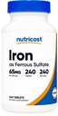 Nutricost železo (kot železov sulfat) 65mg, 240 Tablete - Ne- GMO, Gluten Free