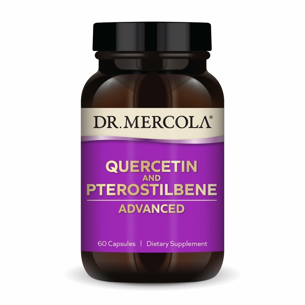 Dr. Mercola Quercetin & Pterostilbene Advanced - podpira zdravje dihal in imunskega sistema - 500 mg Quercetin - Formula visoke biorazpoložljivosti - brez glutena in soje - 60 kapsul (30 strežnikov)