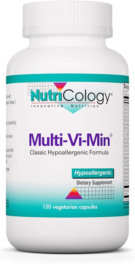 Nutrikologija Multi-Vi-Min dodatek - Multivitaminski za moške in ženske, z železom, dnevni vitamini, za odrasle, visoka moč, biorazpoložljiv, vegetarijanske kapsule - 150 Število