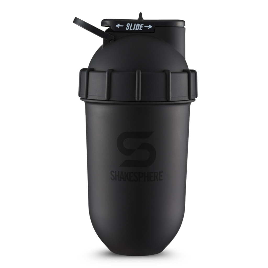 SHAKESPHERE Shaker steklenica - 24oz Leak Proof Proof Protein Shaker steklenica za predworkout, Smoothie, in Powder Drink Mixes, No-Blade mešalnik za gym, BPA-free, enostavno čiščenje in enostavno nositi (Matte Black)