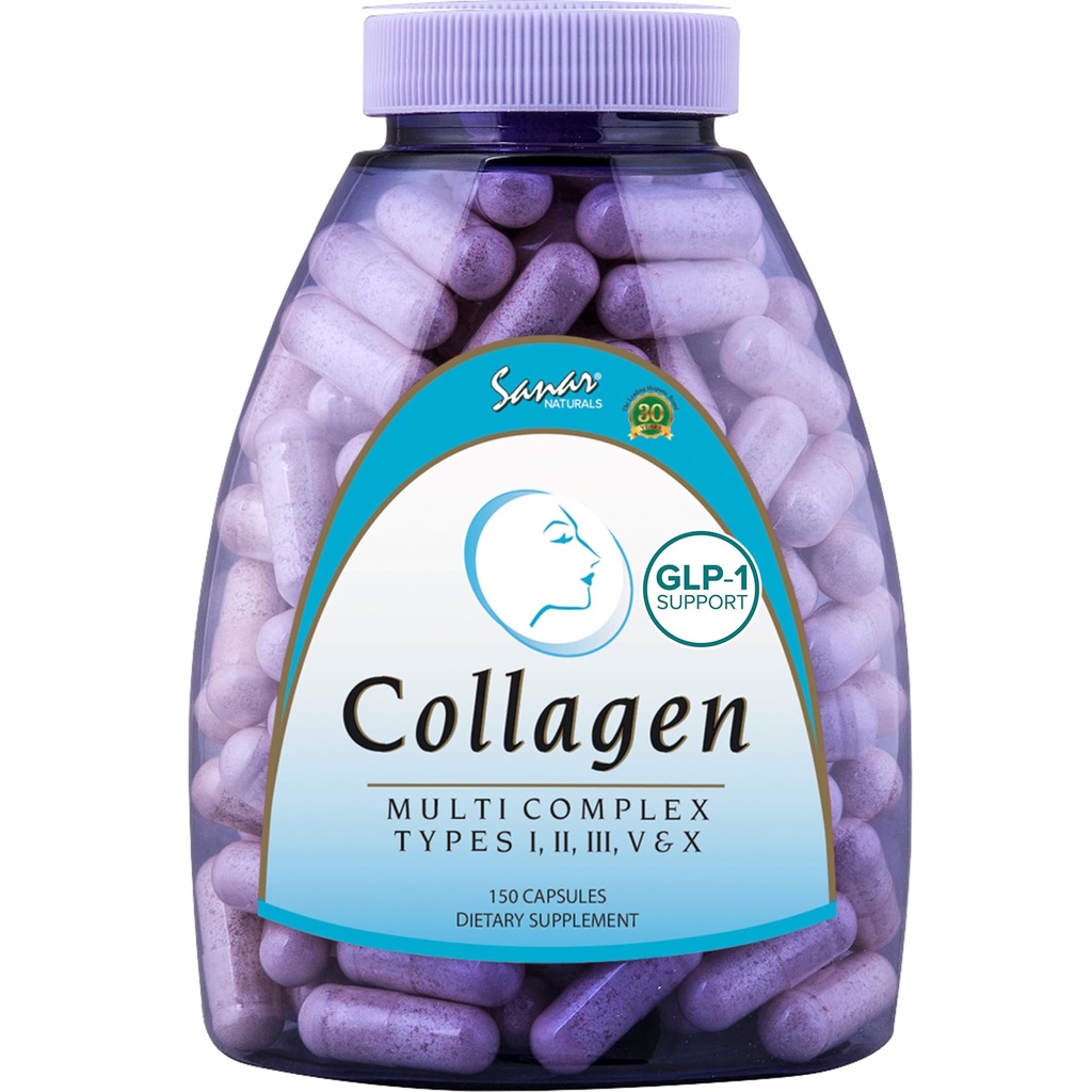 Sanar Naturals Multi colagen tablete - tip I, II, III, V, X - Dodatna moč las kože nohti sklepi - hidroliziran kolagen za ženske in moške, 150 kapsule