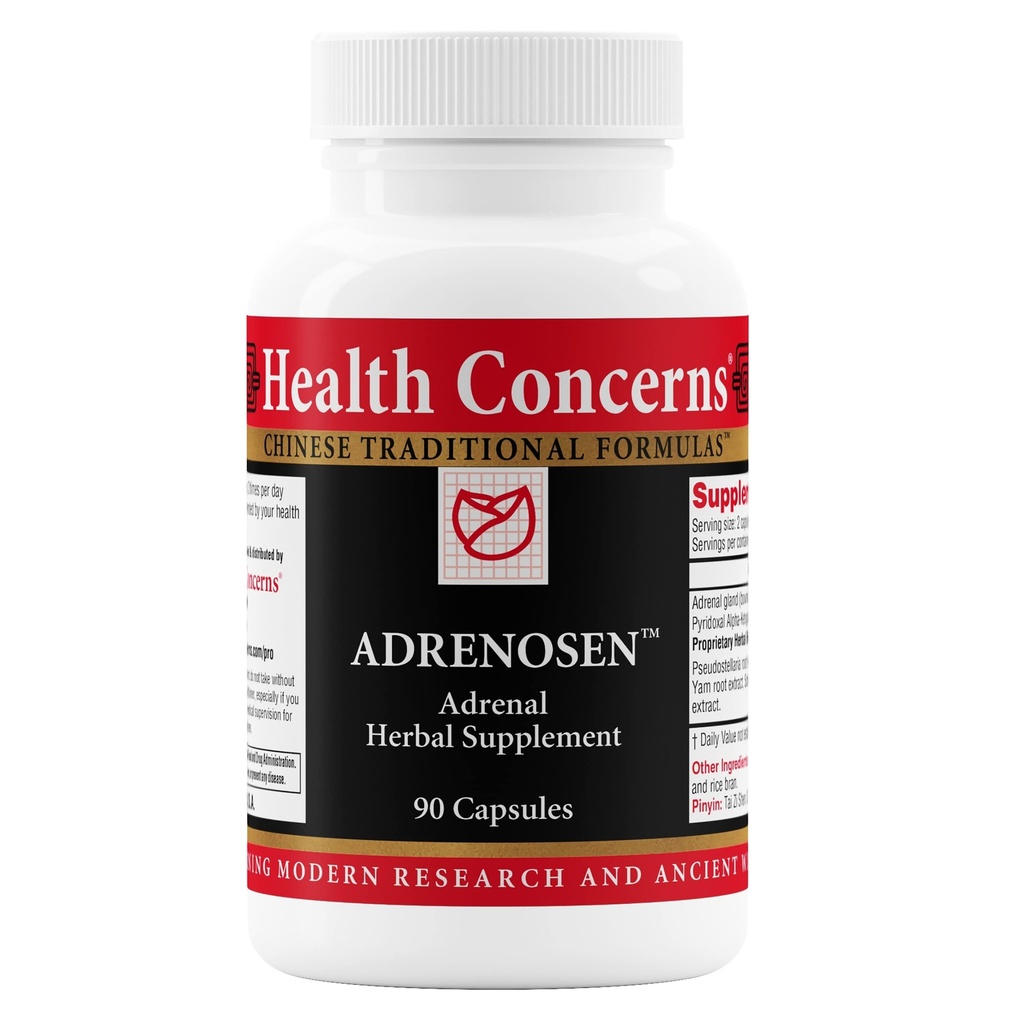 Zdravstveni pomisleki Adrenosen – Adrenalna utrujenost in podpora za izgorevanje – Energija, Fokus & Stres Recovery – Goveji adrenal, PAK, Eleuthero, Schisandra & Chinese Herbs – 90 kapsul