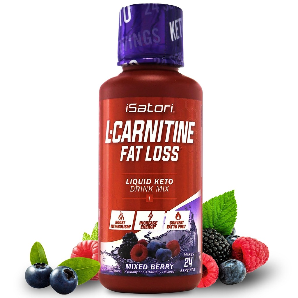 iSatori L-Carnitine 1500, Triple-Blend Liquid L Carnitine dodatek, z Acetil & Tartrat, Stimulant brezplačno energijo, nizke kalorije, sladkor ali gluten, Keto-prijatelj, mešane jagodičje arome (24 Servinges)