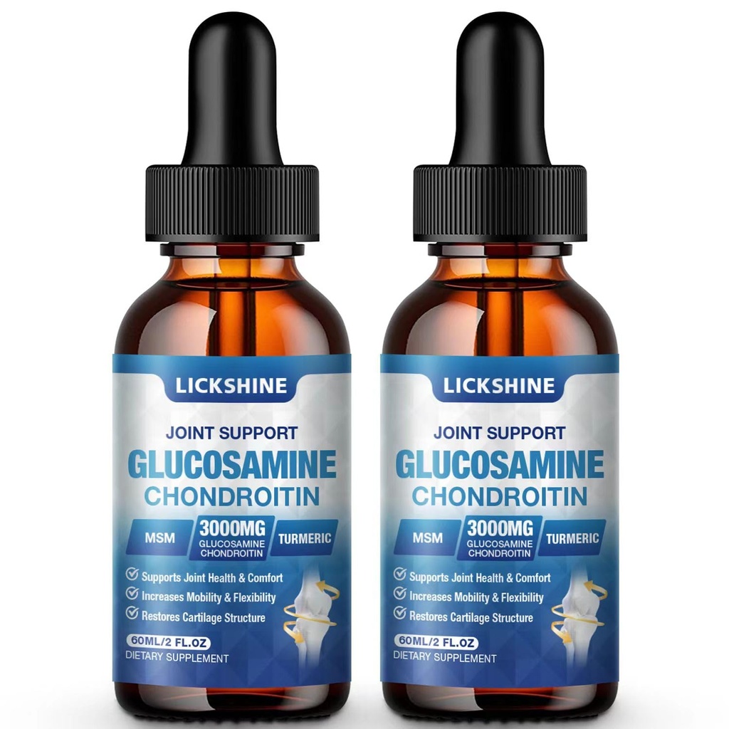 2 Pack Glukozamin Chondroitin MSM tekoče kapljice - Dodatna moč skupna podpora dodatek za odrasle s Quercetin Boswelia, Bromelain, hialuronska kislina, antioksidant imunske podpore (4 Fl oz)