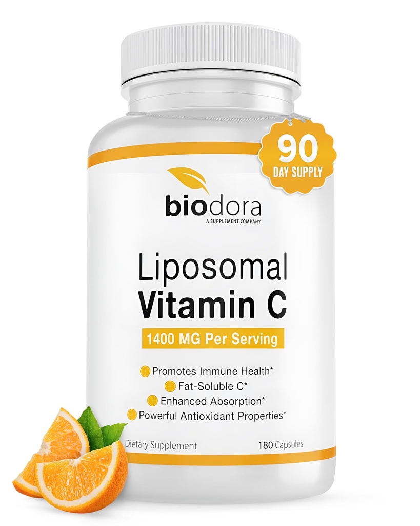 Liposomski vitamin C, Zdrav imunski sistem, Podpira zdravje srca, Izboljšana raven energije, Antioksidant Lastnosti, 1400mg na obroke, 180 kapsul