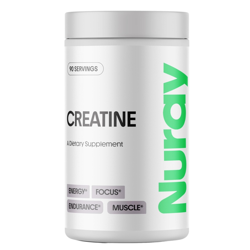 Nuray Premium Kreatin Monohidrat v prahu – Energy Energy Energy Energy Energy Enterprise and Recovery, Podpora mišične mase in funkcije možganov – Unflavored, 90 Serving, Vegetarian