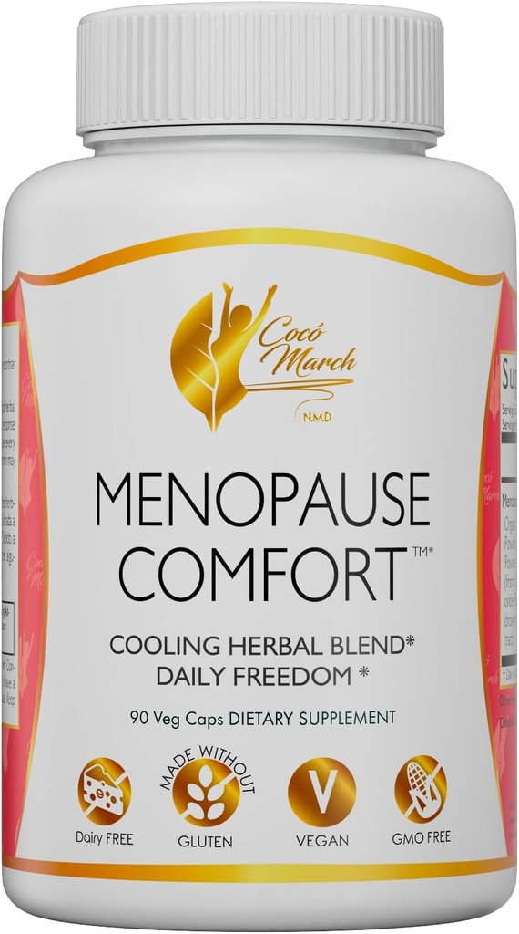 Cocó March N.M.D Menopause Comfort hitro Relief od flushing, hlajenje zeliščne mešanice - Mlekarna brezplačno, Gluten Free, Vegan, GSO brezplačno, 90 Veggie Caps