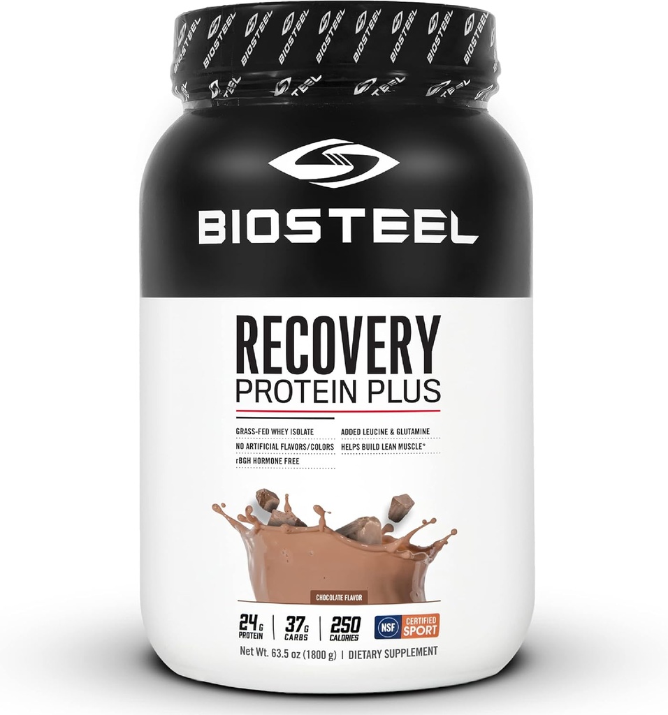 BIOSTEEL Recovery Protein Plus prašek dodatek, Grass-Fed in ne-GMO formula, čokolada, 27 Servisi