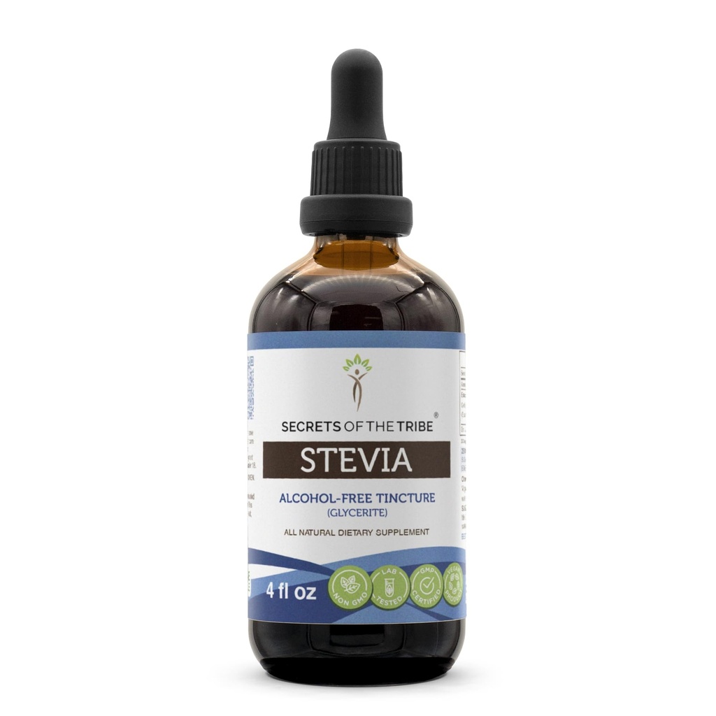 Skrivnosti Tribe Stevia brez alkohola Tinkture (Glycerit) 653 mg Izdelano s Stevia (Stevia Rebaudiana) posušen list (4 Fl Oz) Krvni sladkor dodatek