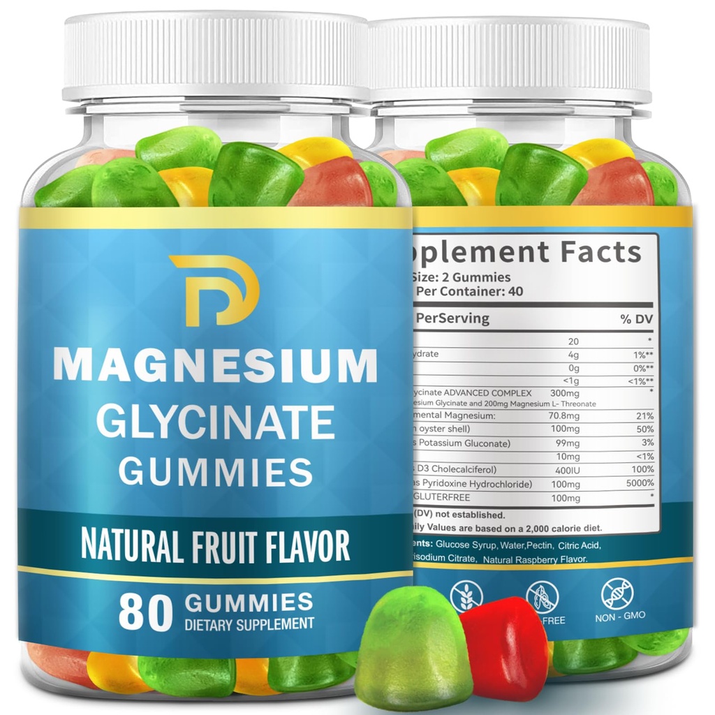 (2 pakiranji) Magnezij Glicinat Gumiji za odrasle in otroke, Magnezijev malat žvečljiv 400mg,