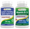 Najboljši naravni acetil L-karnitin in alfa lipojska kislina 750 mg & vitamin B-12 6000 mcg