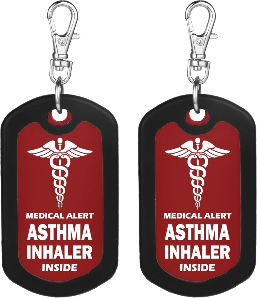 mnmoom 2pcs Astma Vdihovalec znotraj oznako-rdeč medicinski opozorilni Zipper Pull Bag