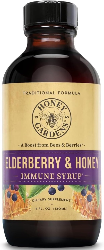 Medeni vrtovi čebelnjaki Bezgove jagode Sirup - Apiterapija Surovi med - Propolis in Bezgove jagode - kašelj - 4 oz