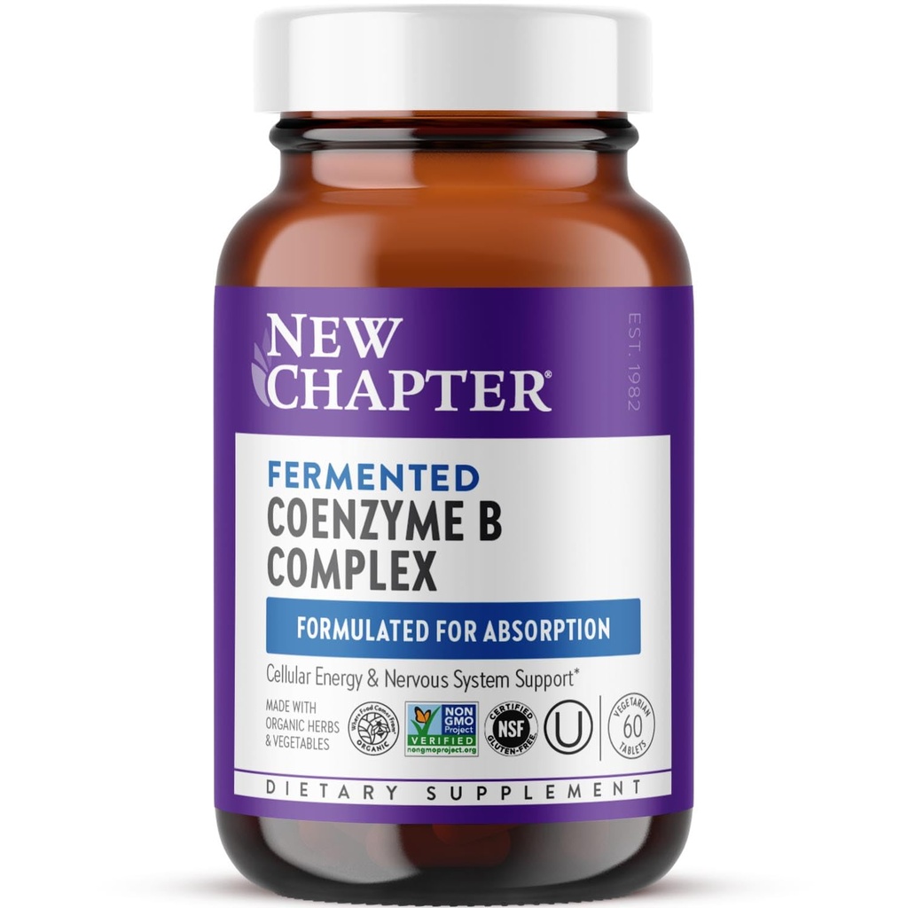 Novo poglavje Vitamin B kompleks – Fermentiran koencim B kompleks Bogat z vitaminom B12 + vitamin B6 + biotin + izdelan z organskimi sestavinami - 60 ct
