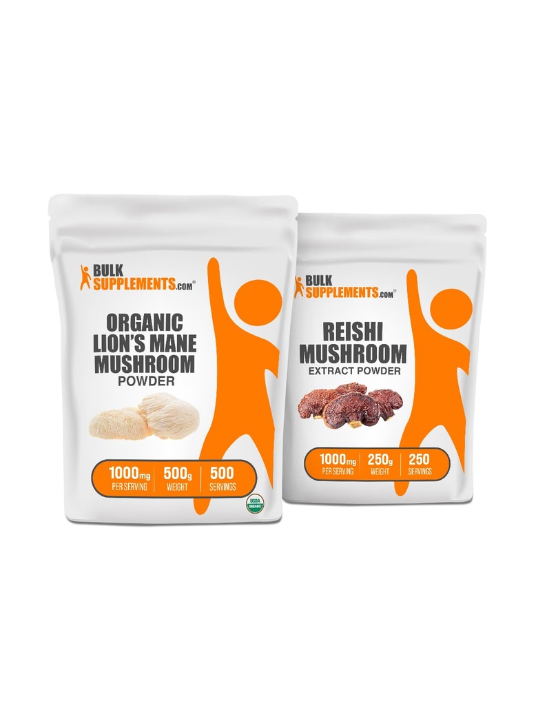 BulkDodatki Ekološki levji izvleček grive + izvleček Reishi gob
